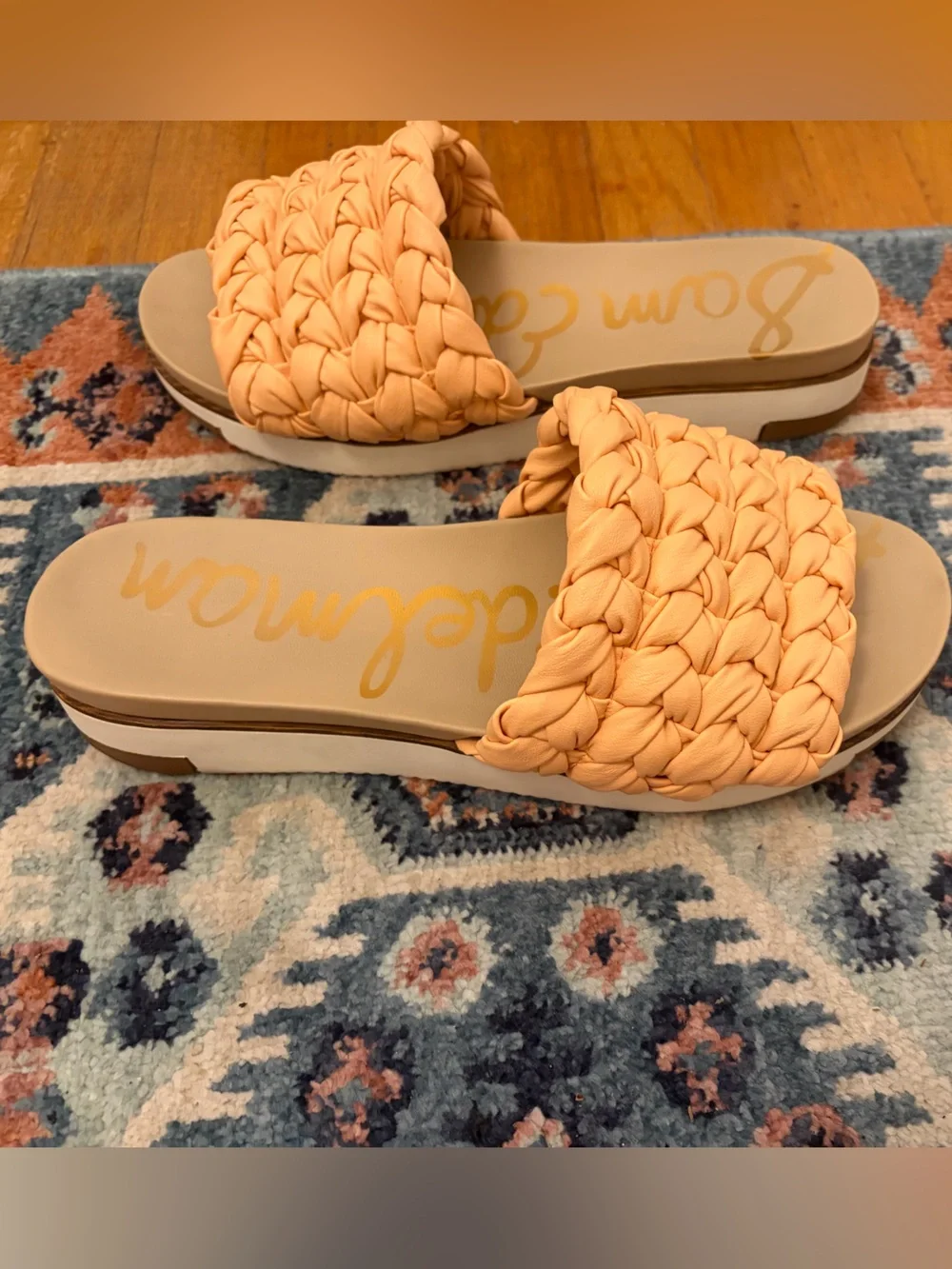 Sam Edelman Braided Peach Slide Sandals Beachy Coastal